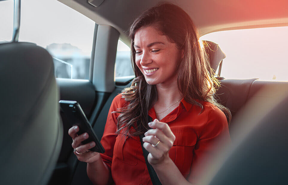 lady sitting in a taxi in tring